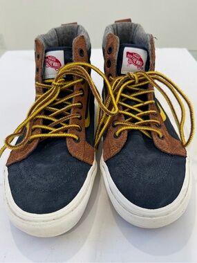Vans Sk8-Hi MTE Suede Canvas High Top Sneakers Men’s 8.5 Black Brown Yellow